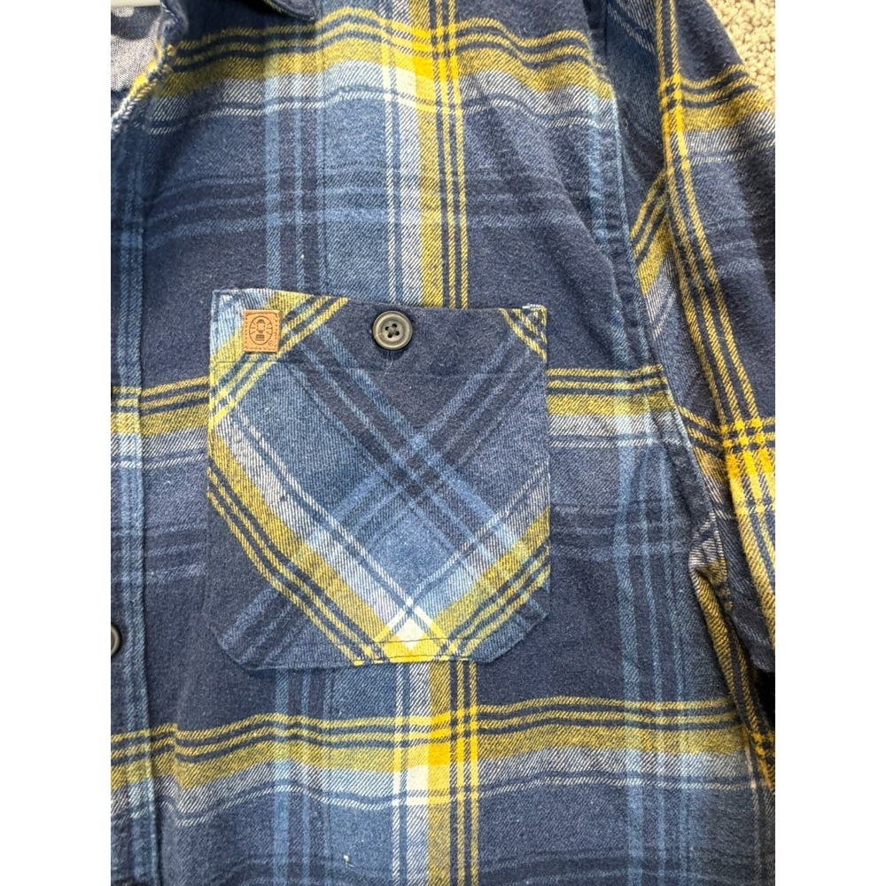 Coleman Men's XL‎ Plaid Flannel Shirt – Blue/Yellow – 100% Cotton - Picture 4 of 10